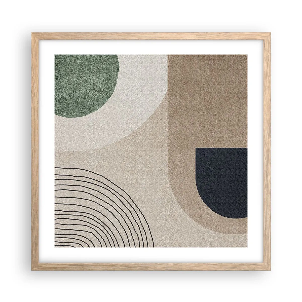 Plakat i ramme af lyst egetræ - Blidheden i en oval - 50x50 cm