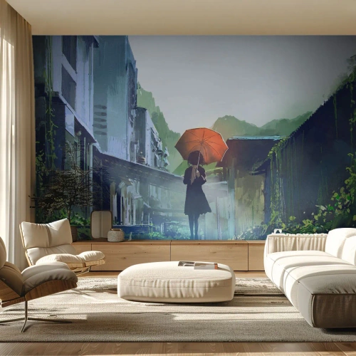 Fototapet Premium Sand - Revitaliserende regn - Abstraktion, By, Arkitektur - 250x175 cm