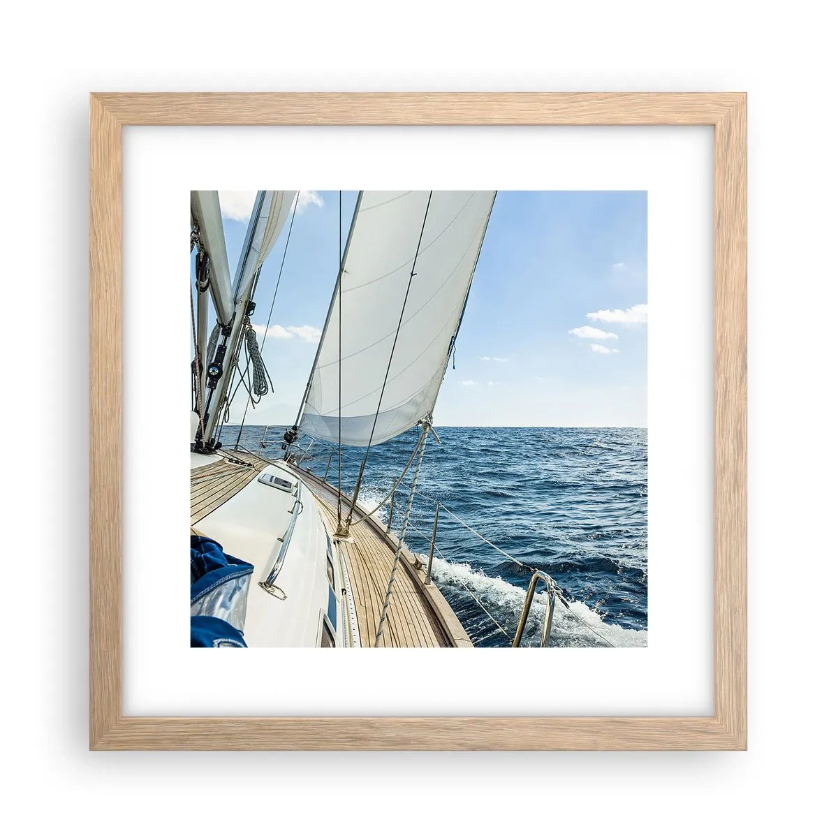 Plakat i ramme af lyst egetræ - Ahoj , eventyr - 30x30 cm