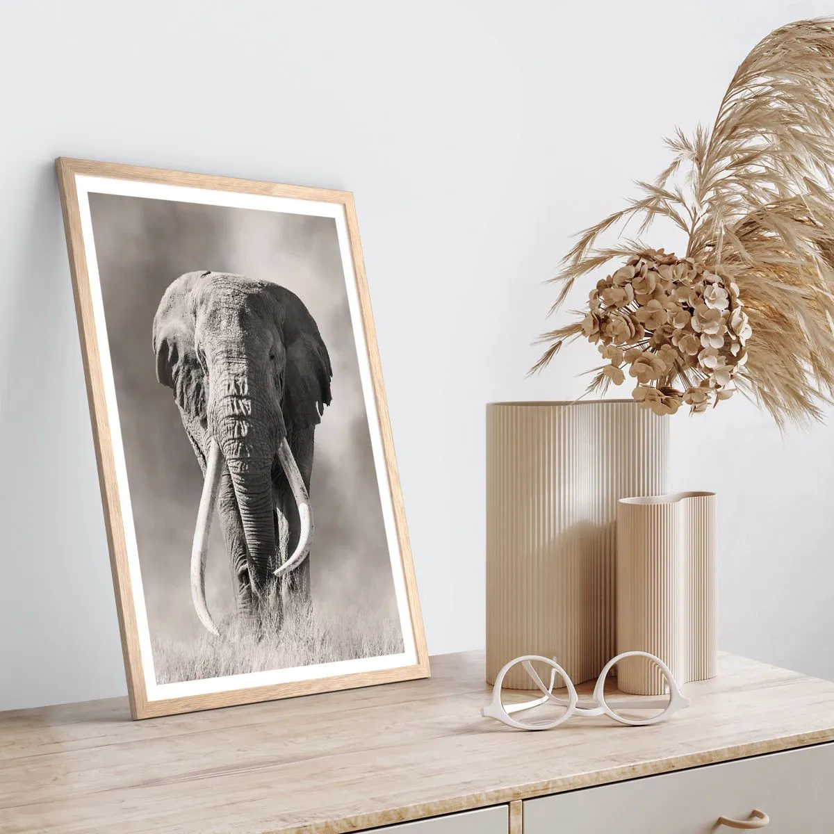Plakat i ramme af lyst egetræ - Afrikansk patriark - 30x40 cm