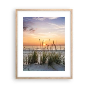 Plakat i ramme af lyst egetræ - Se, tænk, føl - 40x50 cm