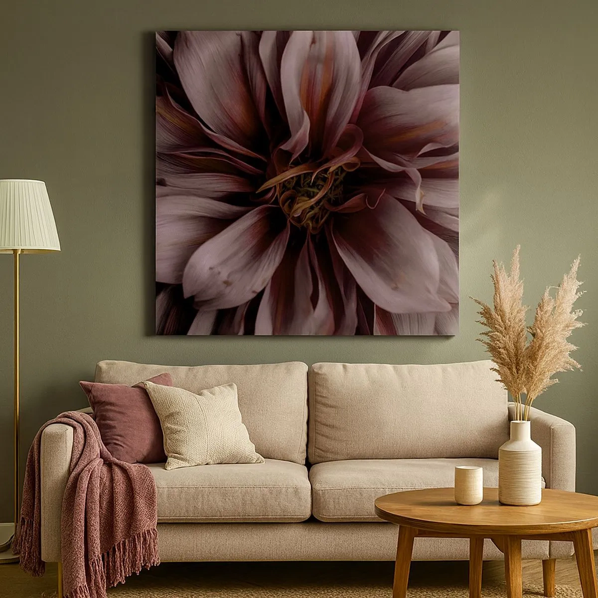 Lærredstryk - Billede på lærred - Blomstret hjerte - 30x30 cm