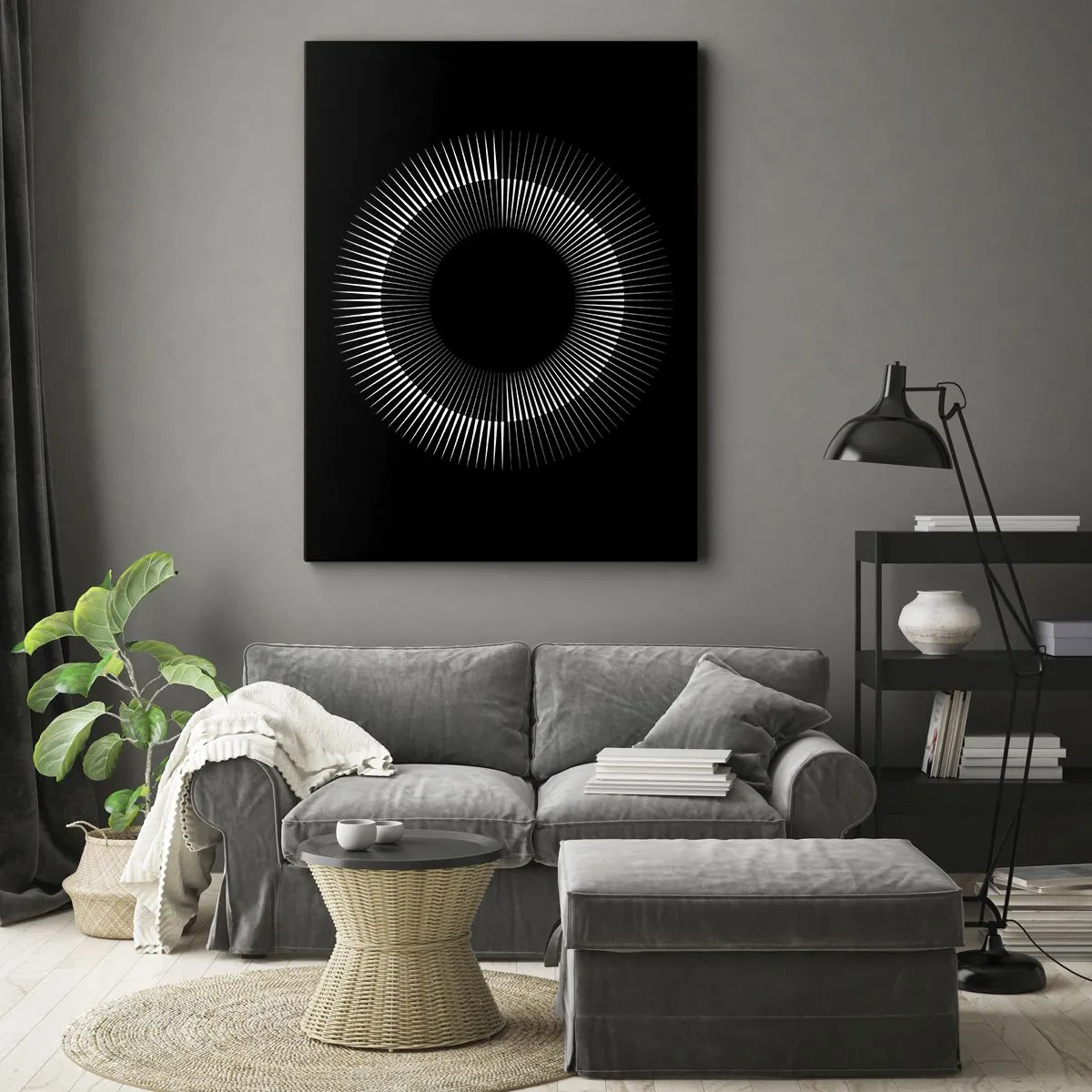 Lærredstryk - Billede på lærred - Sort sol - 50x70 cm