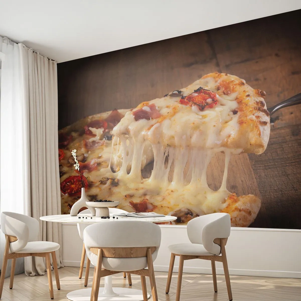 Fototapet Premium Sand - Et mesterværk af italiensk kunst - Gastronomi, Pizza, Italien - 300x210 cm