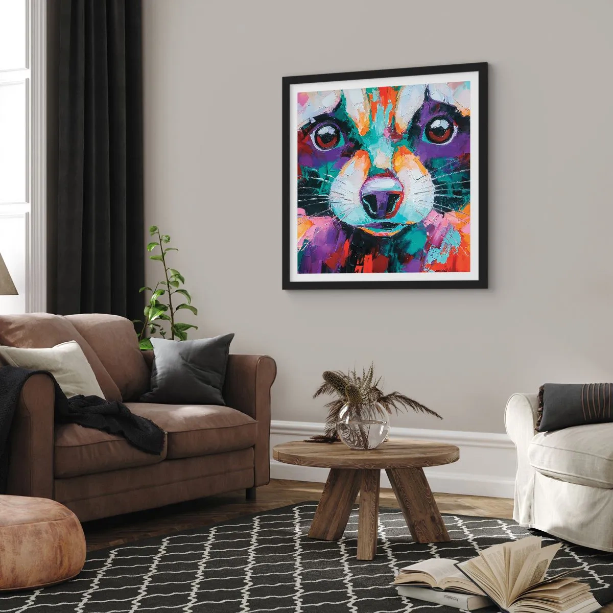 Plakat i sort ramme - Kun gode følelser - 30x30 cm