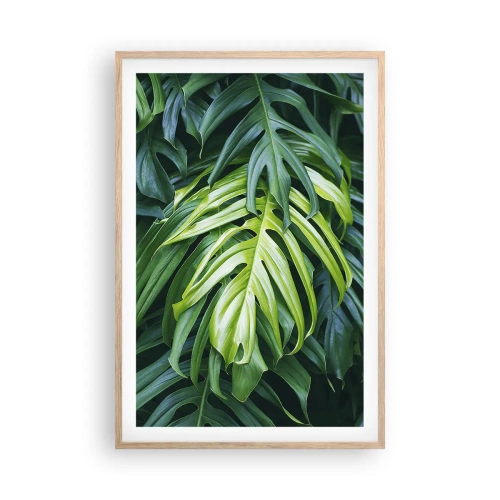 Plakat i ramme af lyst egetræ - Fordyb dig i friskhed - 61x91 cm