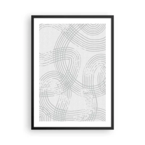 Plakat i sort ramme - En minimalistisk komposition af abstrakte linjer på en lys baggrund. - 50x70cm - Der er ingen lige vej - Moderne vægdekoration til stue og soveværelse ARTTOR