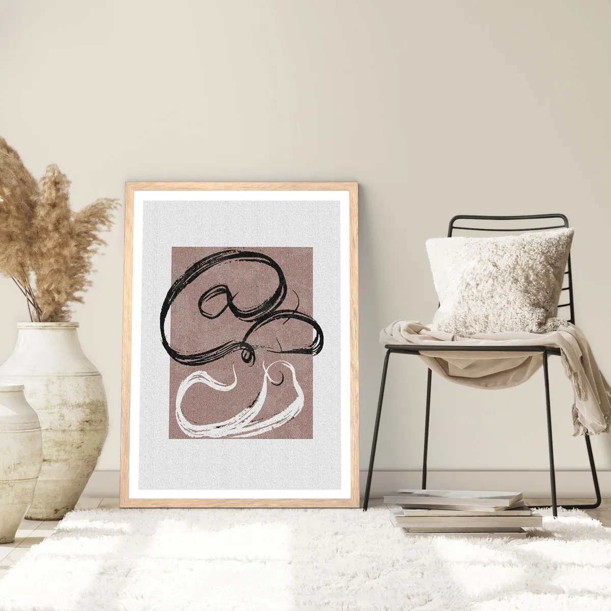 Plakat i ramme af lyst egetræ - Komposition - en søgen efter fuldstændighed - 70x100 cm