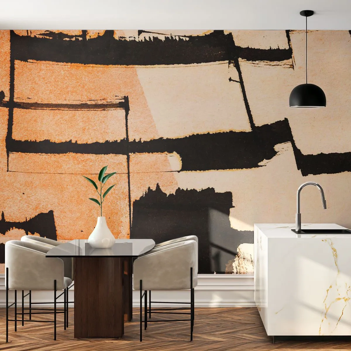 Fototapet Premium Canvas - Og alligevel orden - Abstraktion, Stykke, Maleri - 300x210 cm