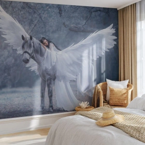 Fototapet Standard Eco - Inspireret øjeblik - Abstraktion, Hest, Kvinde - 350x256 cm