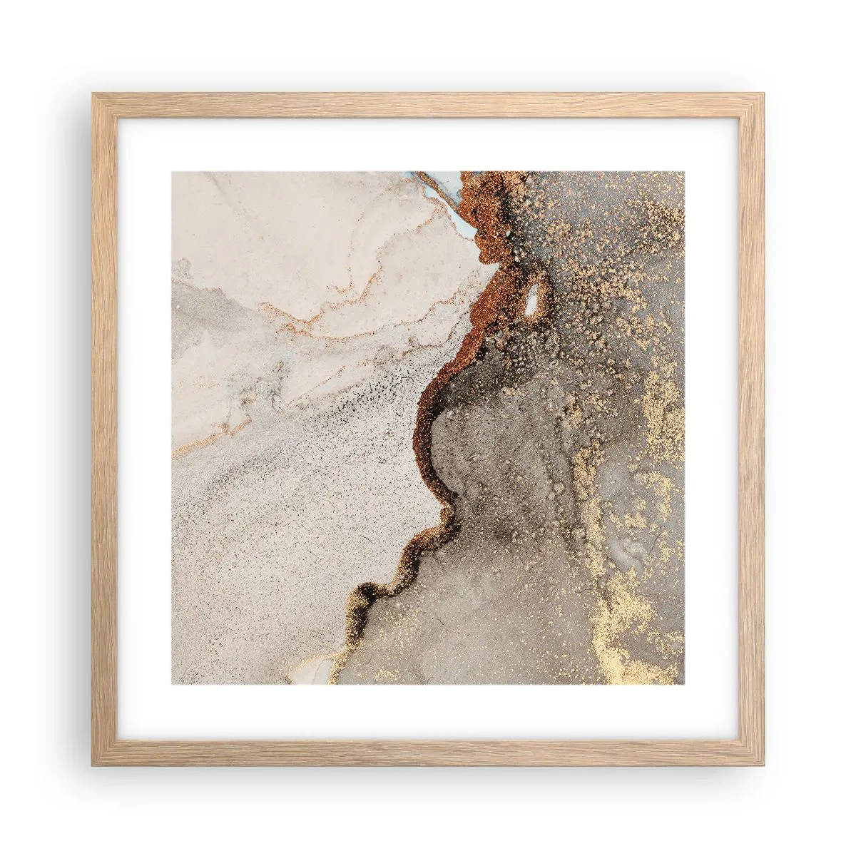 Plakat i ramme af lyst egetræ - På farvegrænsen - 40x40 cm