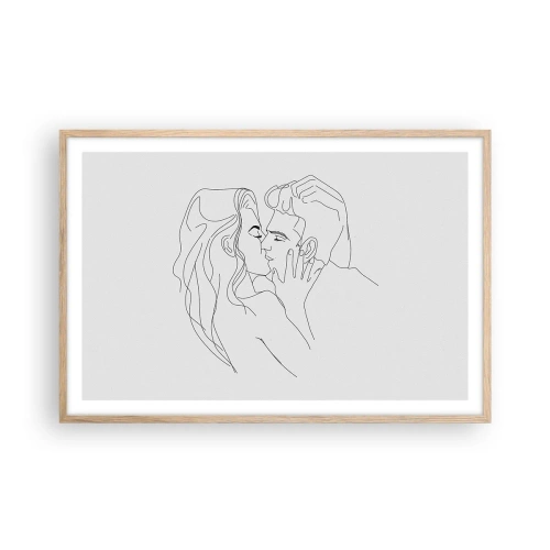 Plakat i ramme af lyst egetræ - I samme linje - 91x61 cm