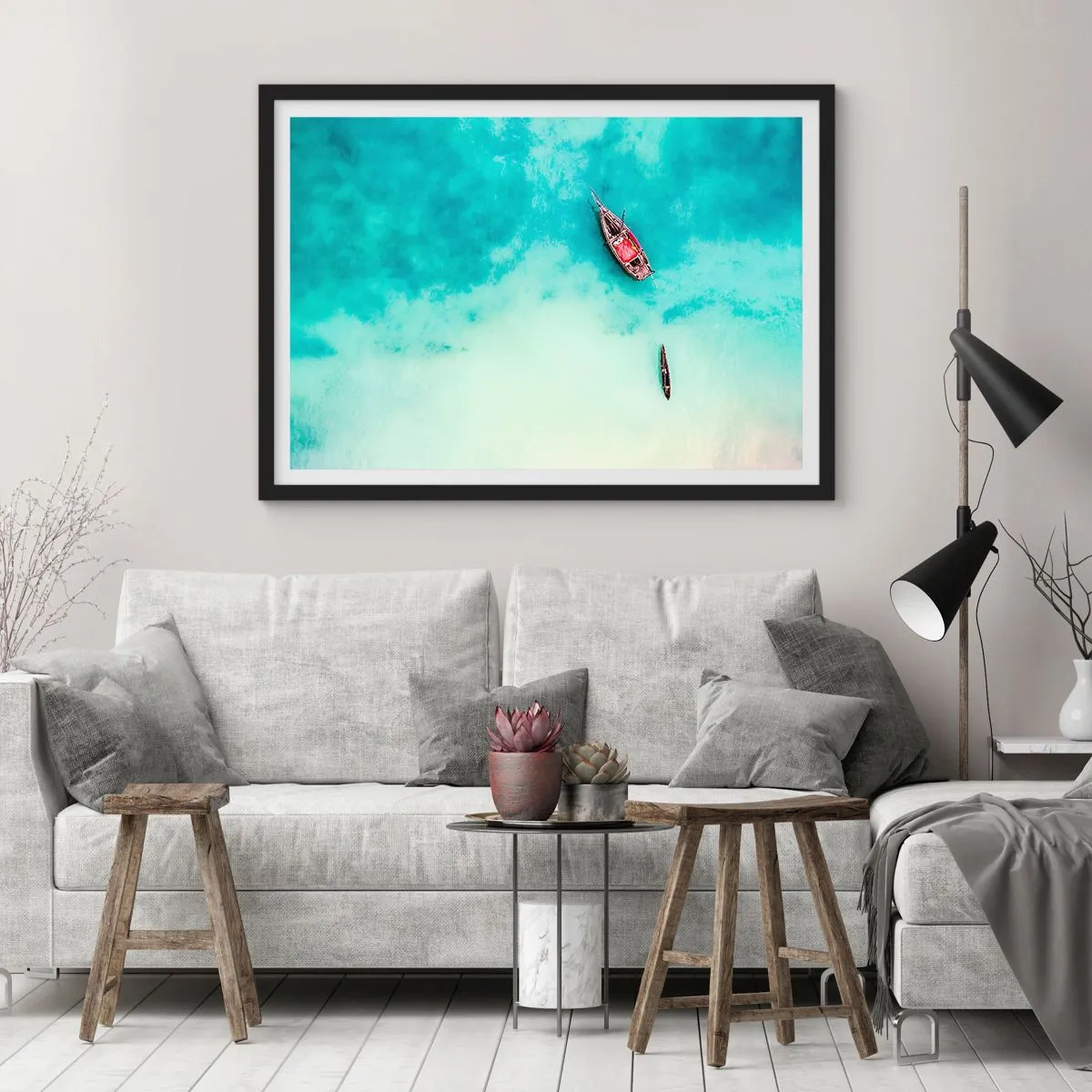 Plakat i sort ramme - For på Zanzibars strande, når det overskydende vand... - 40x30 cm