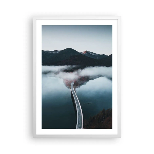 Plakat i hvid ramme - Over vand så glat som et spejl - 50x70 cm