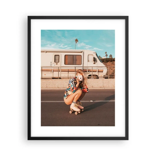 Plakat i sort ramme - Smil, tak! - 40x50 cm