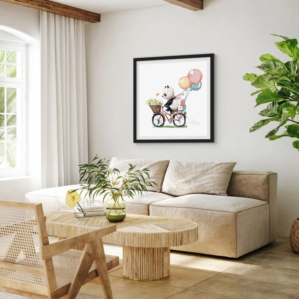 Plakat i sort ramme - Glædelig dag - 60x60 cm