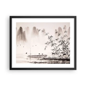 Plakat i sort ramme - Stilhed i rismarkerne - 50x40 cm