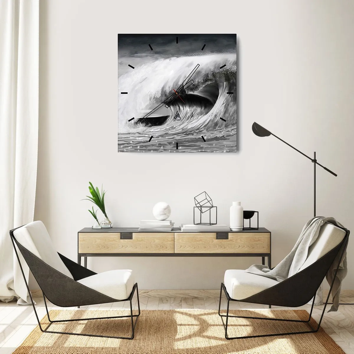 Vægur, Uret - Havets vrede - 40x40 cm