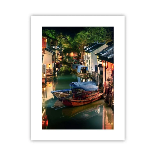 Plakat - En aften på en kinesisk gade - 30x40 cm