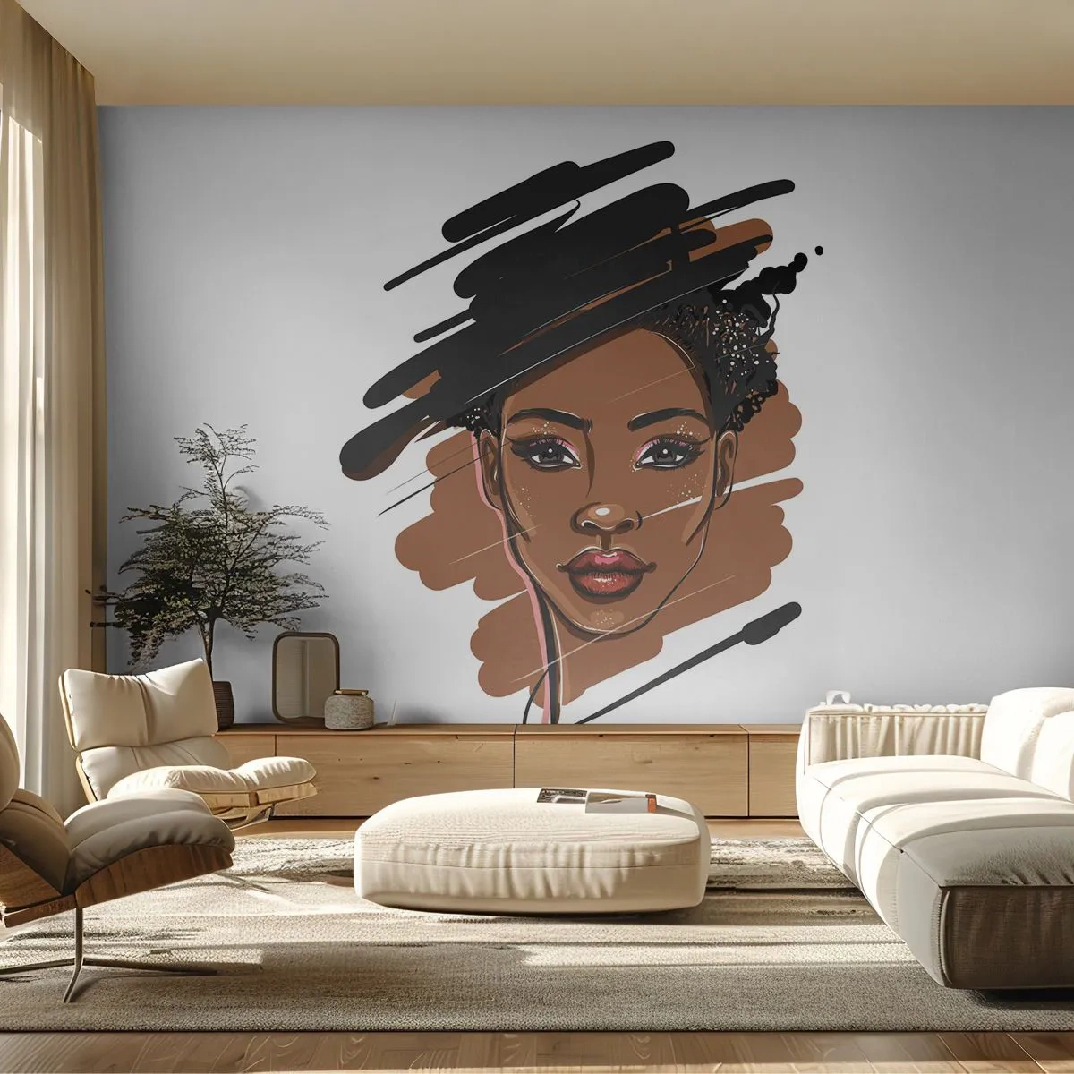 Fototapet Selvklæbende Deluxe Sticker - Sød som chokolade - Kvinde, Mode, Portræt af en kvinde - 350x256 cm