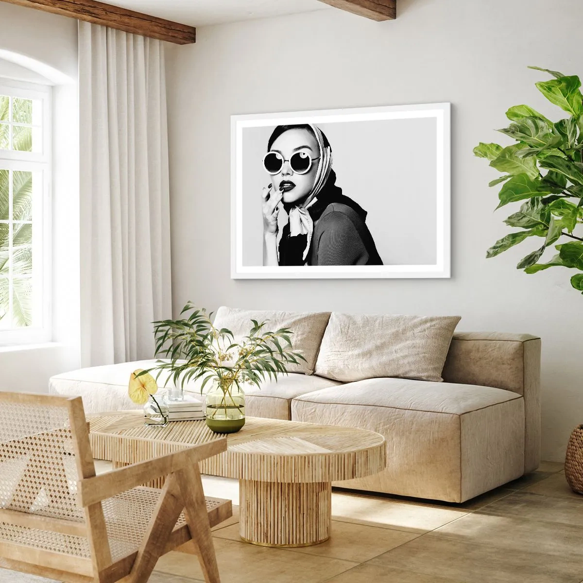 Plakat i hvid ramme - Hilsner fra 1960'erne. - 91x61 cm