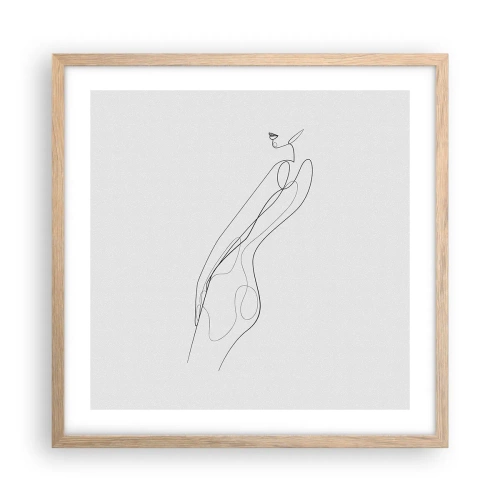 Plakat i ramme af lyst egetræ - Næppe et løfte - 50x50 cm