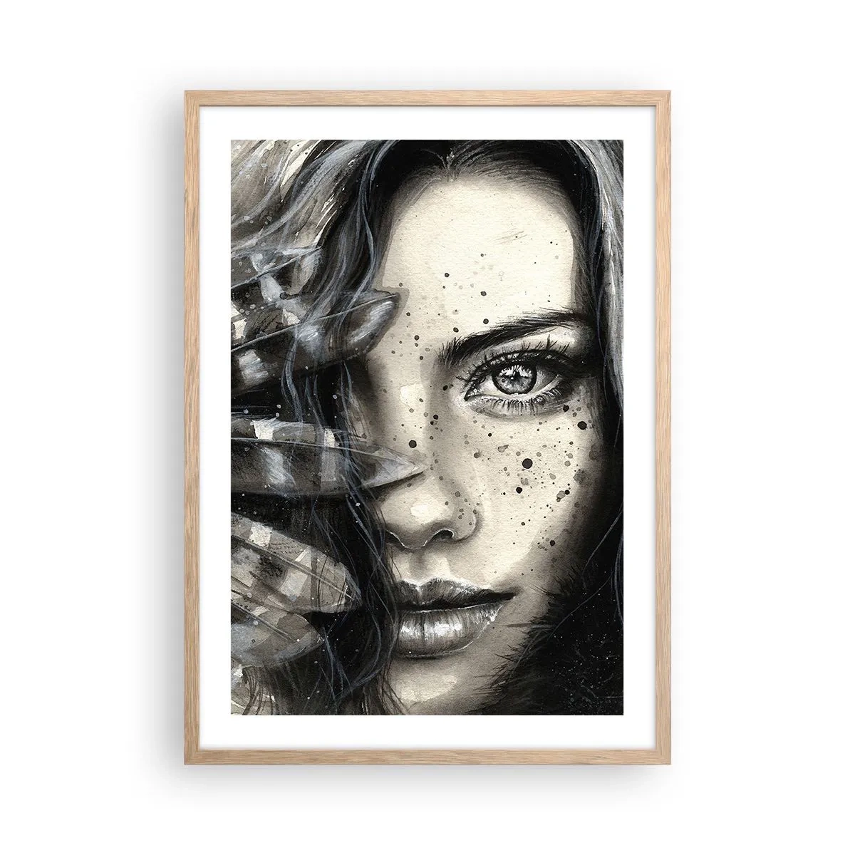 Plakat i ramme af lyst egetræ - Vild skønhed - 50x70 cm