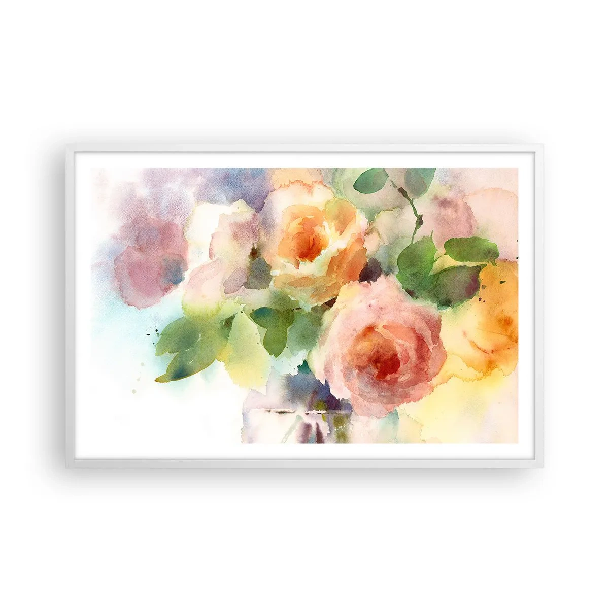 Plakat i hvid ramme - Delikat som akvarelfarve - 91x61 cm