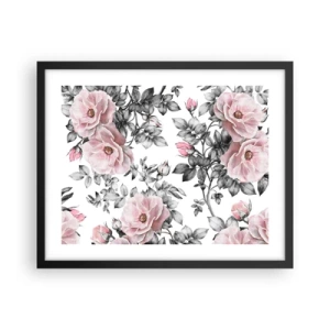 Plakat i sort ramme - Forsvind i rosenblomsterne - 50x40 cm