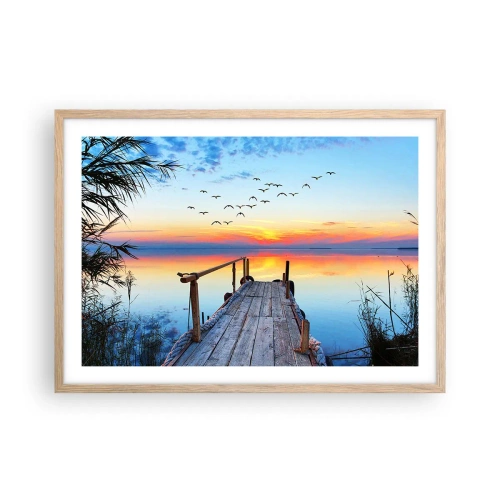 Plakat i ramme af lyst egetræ - Tid til at tage tilbage... - 70x50 cm