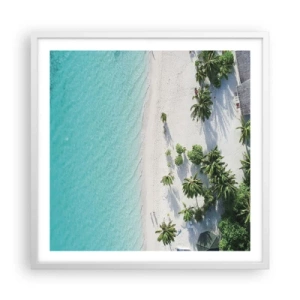 Plakat i hvid ramme - Ferie i paradis - 60x60 cm