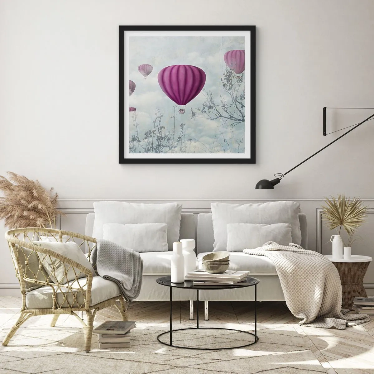 Plakat i sort ramme - Som skibe på himlen - 30x30 cm