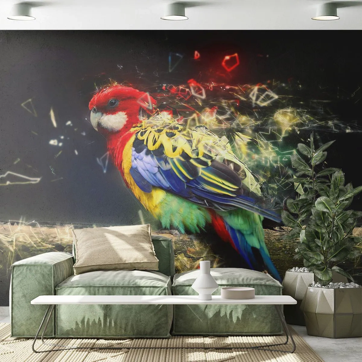 Fototapet Premium Canvas - Budbringeren af udstråling - Abstraktion, Papegøje, Fugl - 150x105 cm