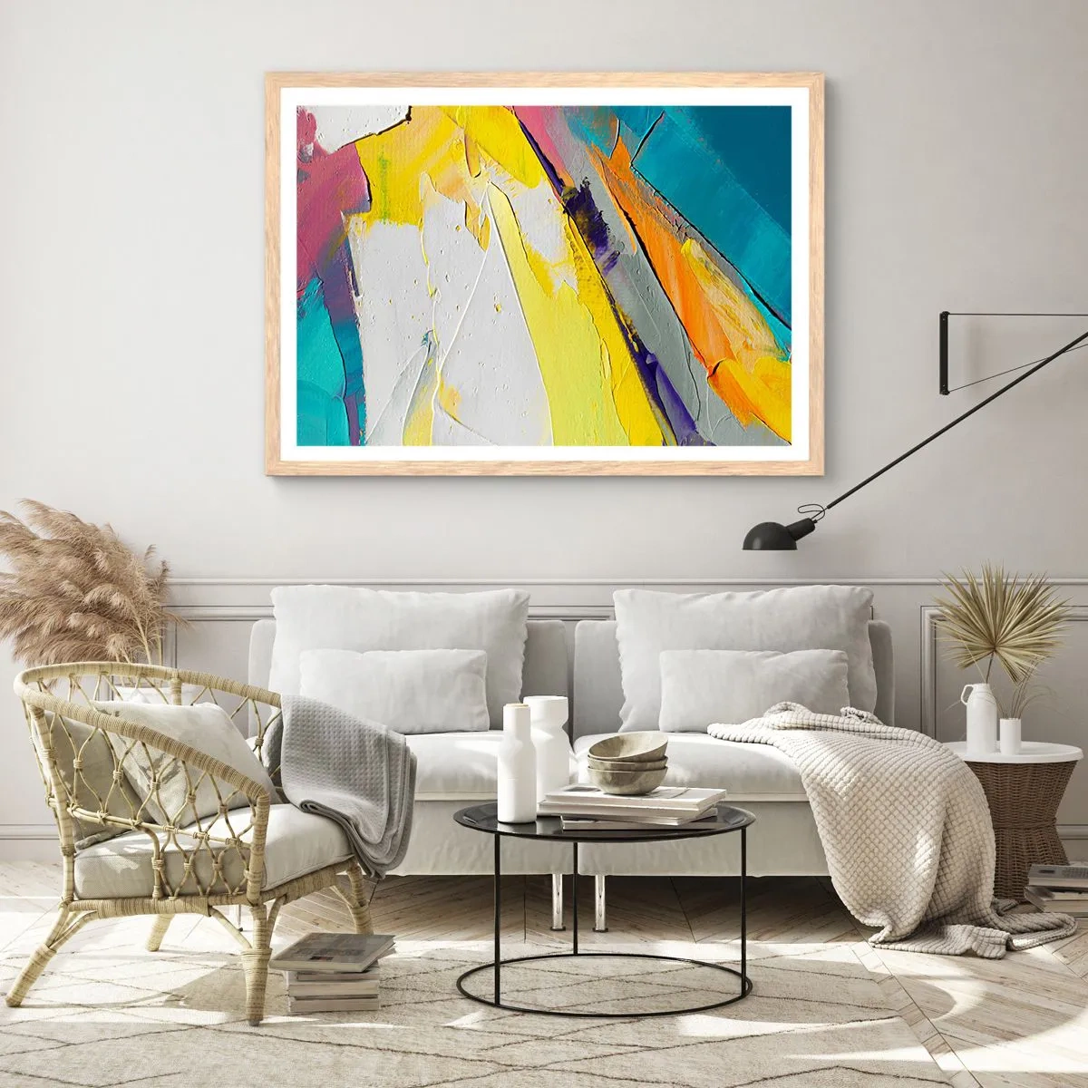 Plakat i ramme af lyst egetræ - Lysets anatomi - 91x61 cm