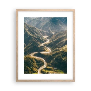 Plakat i ramme af lyst egetræ - Direkte fra hjertet af bjergene - 40x50 cm