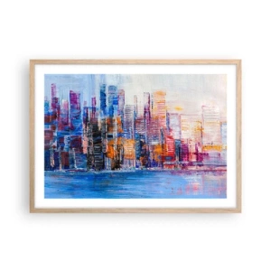 Plakat i ramme af lyst egetræ - En glad metropol - 70x50 cm