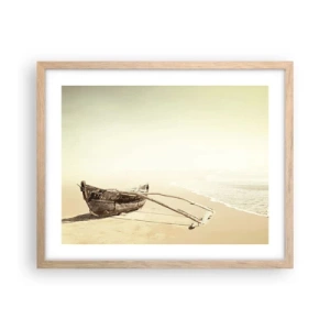 Plakat i ramme af lyst egetræ - Et minde om Sydhavet - 50x40 cm