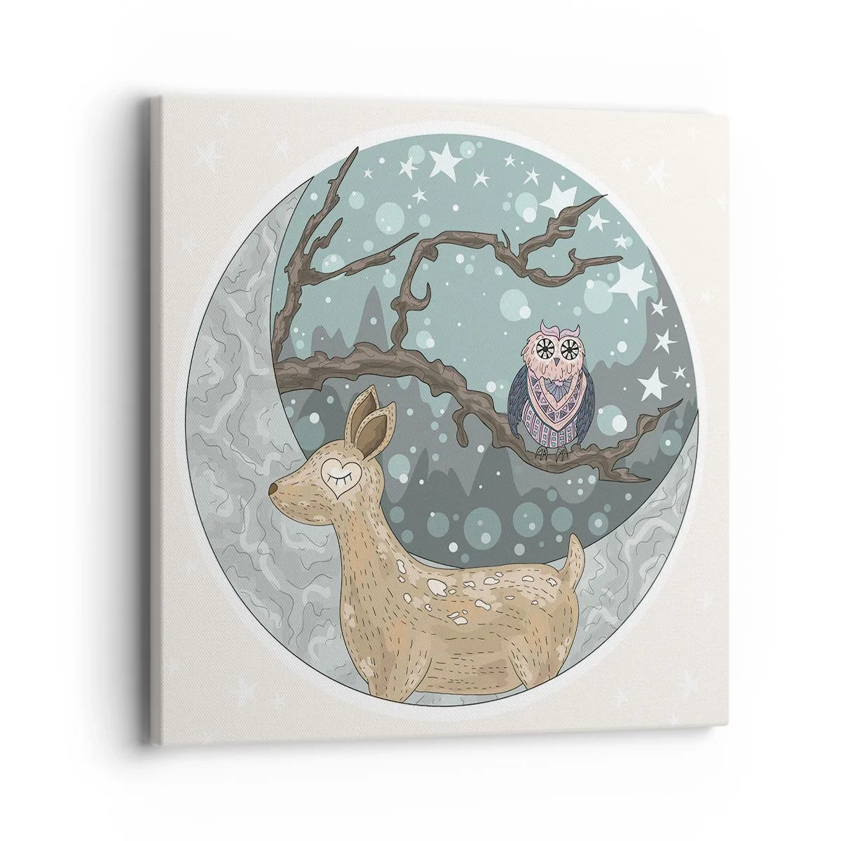 Lærredstryk - Billede på lærred - En eventyrlig skovnat - 40x40 cm
