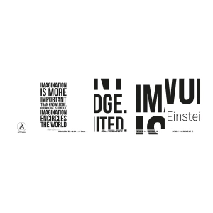 Prøve Fototapet Selvklæbende Deluxe Sticker - Einstein om fantasiens kraft - Typografi, Bekræftelse, Maxim - 100x30 cm