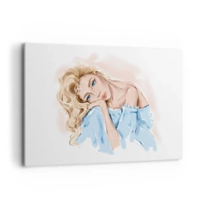 Lærredstryk - Billede på lærred - Drømmende i blåt - 120x80 cm