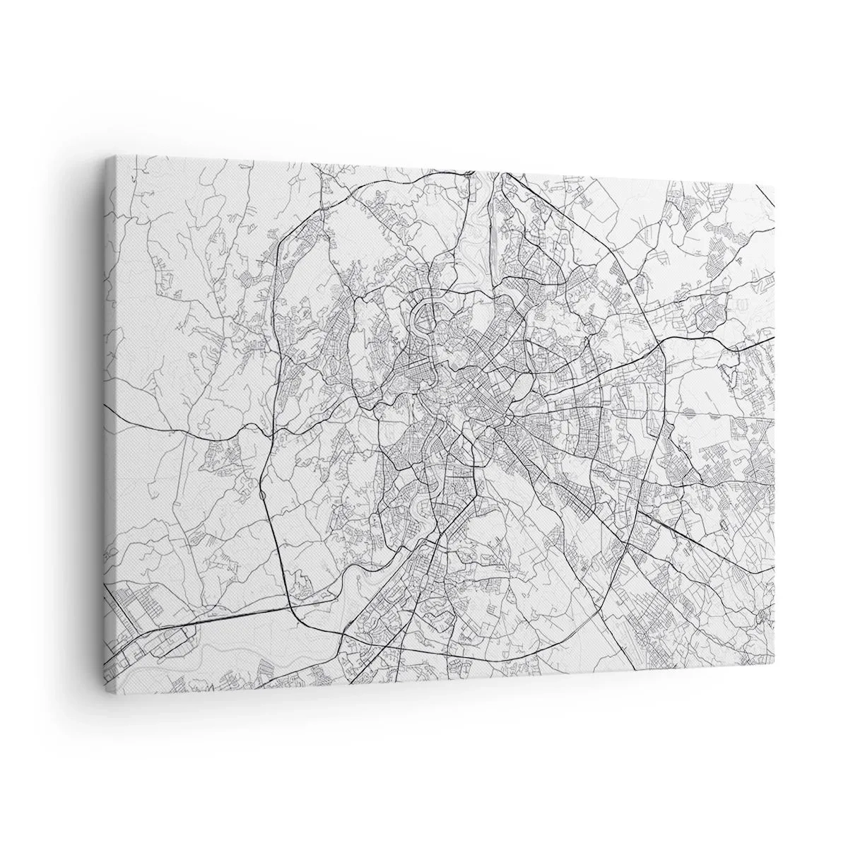 Lærredstryk - Billede på lærred - Et bykort i minimalistisk stil med fine linjer - 70x50cm - Romersk cirkel - Moderne vægdekoration til stue og soveværelse ARTTOR