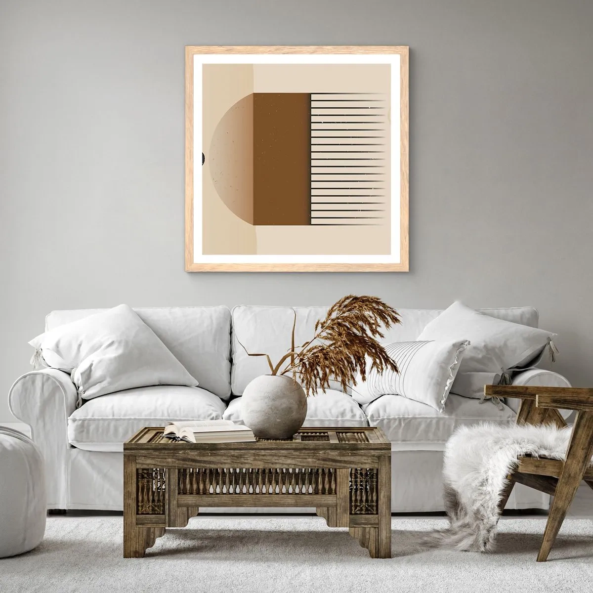 Plakat i ramme af lyst egetræ - Forskellige stater - 50x50 cm