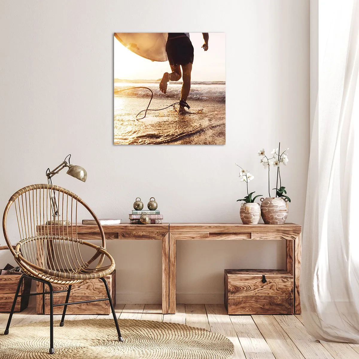 Lærredstryk - Billede på lærred - For at møde bølgen - 70x70 cm