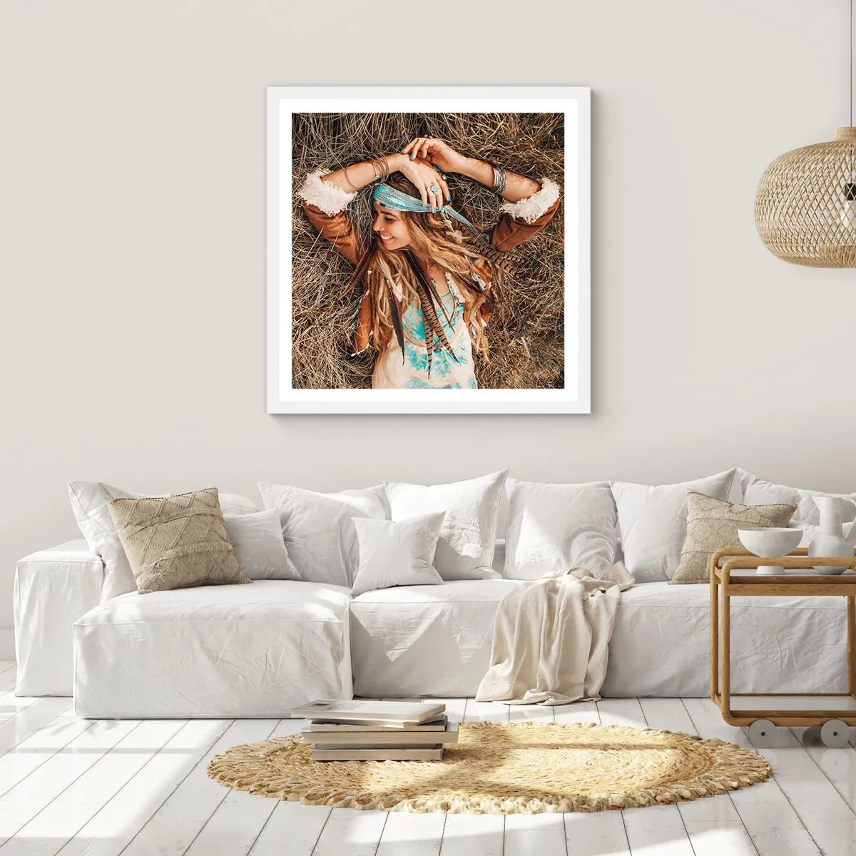 Plakat i hvid ramme - På vej til kærlighedens sommer - 40x40 cm