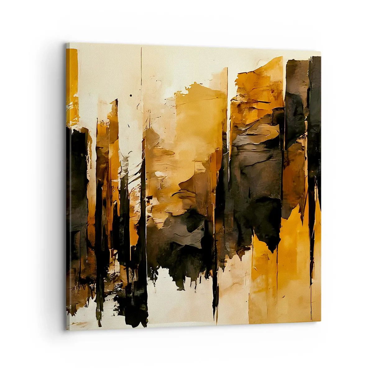 Lærredstryk - Billede på lærred - Harmoni af sort og guld - 60x60 cm