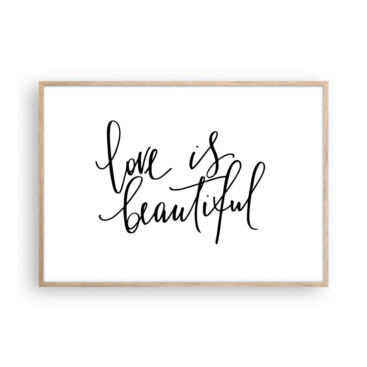 Plakat i ramme af lyst egetræ - Læs og gentag - 100x70 cm