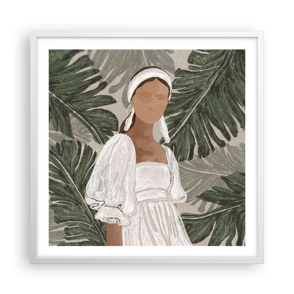 Plakat i hvid ramme - Eksotisk portræt - 60x60 cm