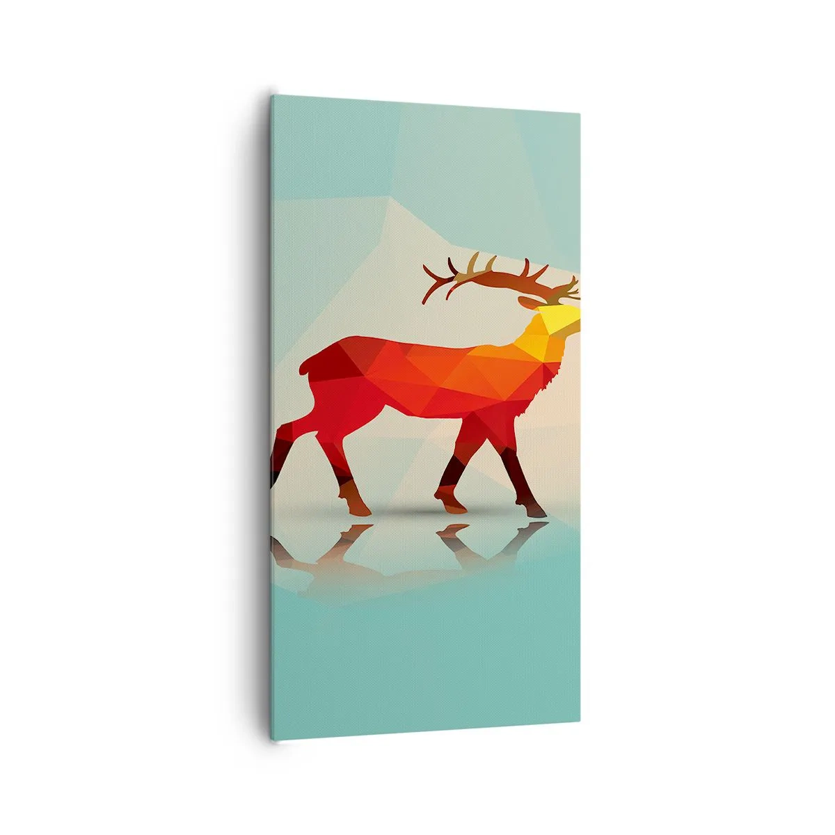 Lærredstryk - Billede på lærred - Geometrisk hjort - 65x120 cm