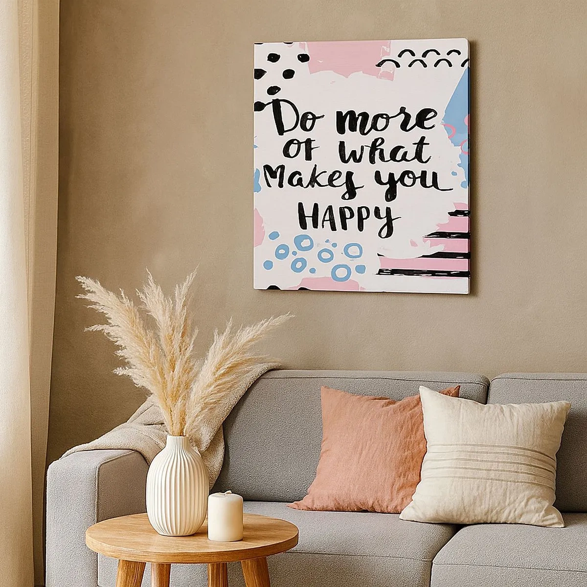 Lærredstryk - Billede på lærred - Hvordan man bliver lykkelig - 30x30 cm