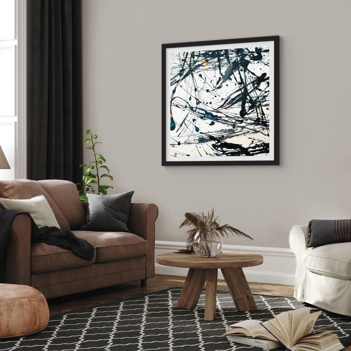 Plakat i sort ramme - Ekspressionistisk abstraktion - 40x40 cm